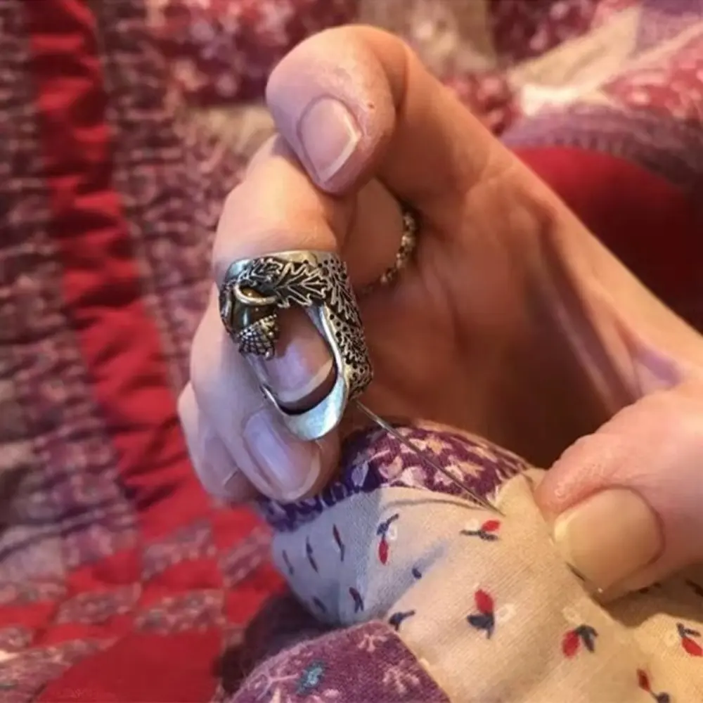Metal Open Nail Acorn Thimble Durable DIY Craft Open Nail Acorn Finger Protector Adjustable Hand Sewing Quilting