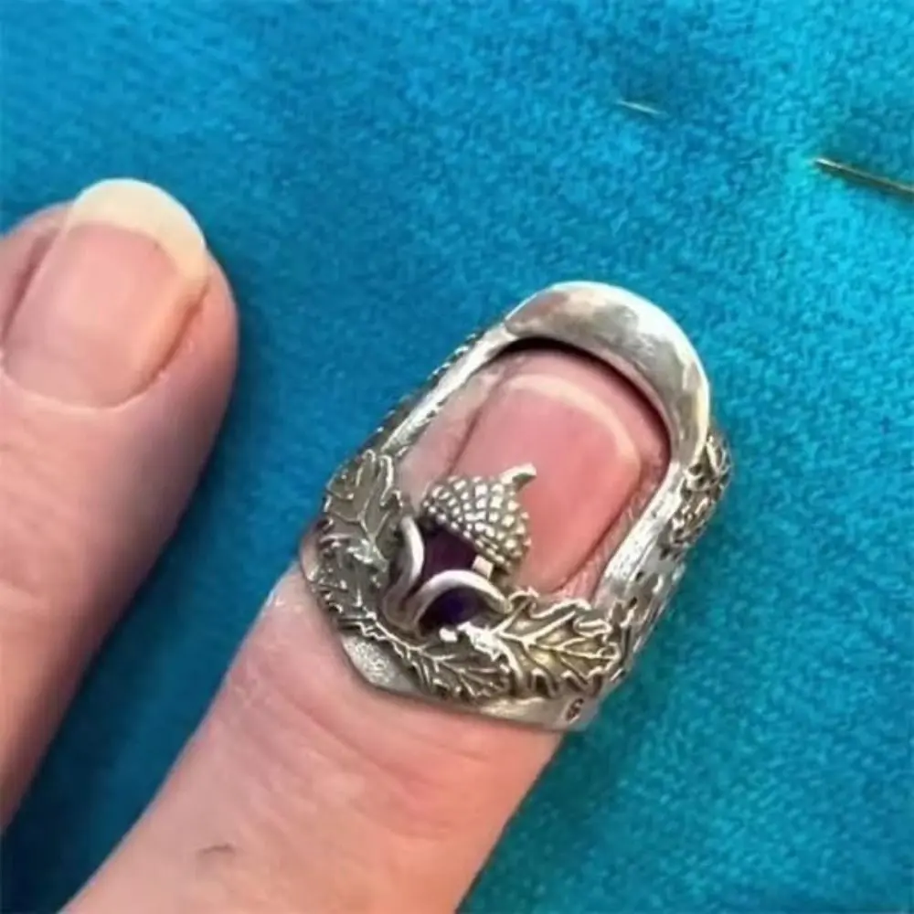 Metal Open Nail Acorn Thimble Durable DIY Craft Open Nail Acorn Finger Protector Adjustable Hand Sewing Quilting