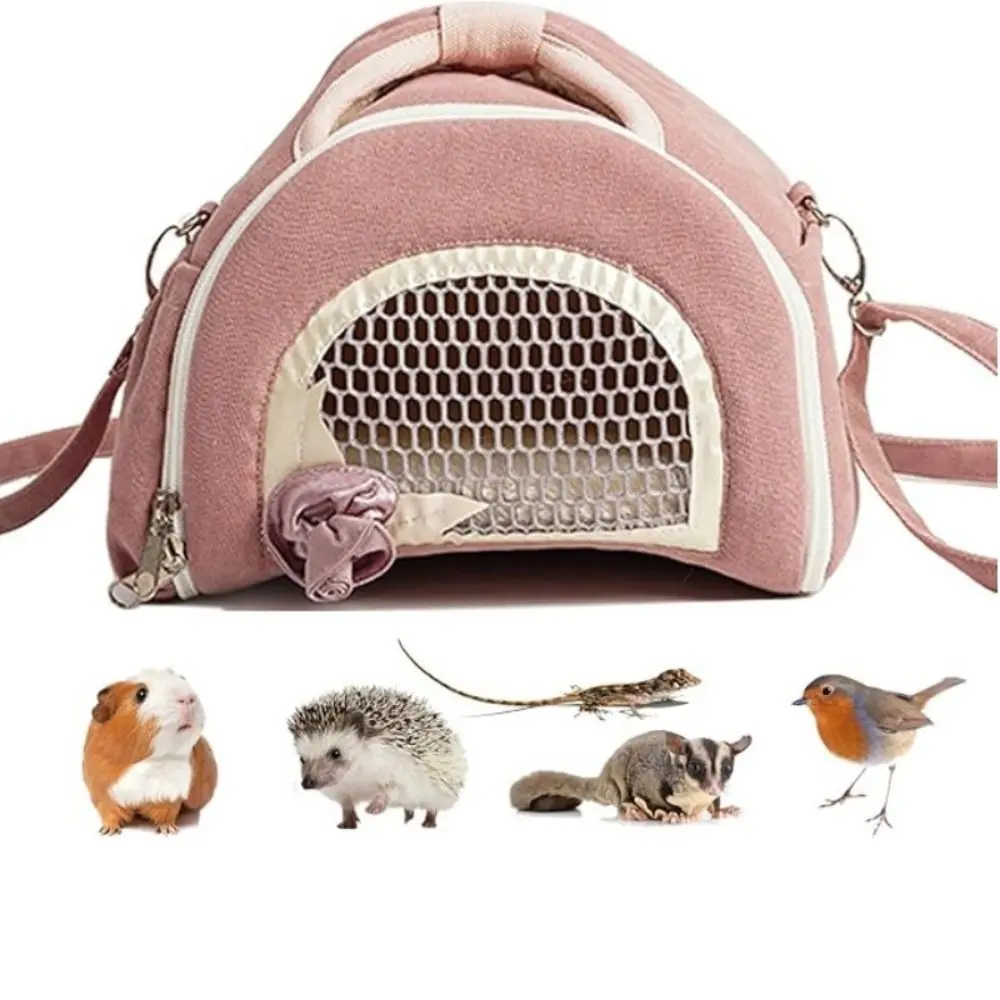 Lightweight Velvet+Mesh Small Pet Carrier Bag Portable Breathable Pet Messenger Bag Comfortable Hamster Handbag Guinea Pig