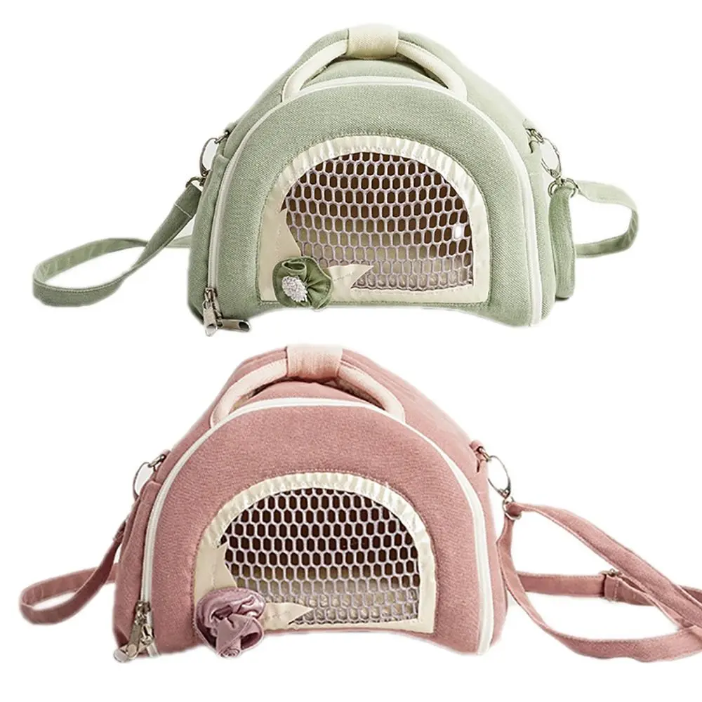 Lightweight Velvet+Mesh Small Pet Carrier Bag Portable Breathable Pet Messenger Bag Comfortable Hamster Handbag Guinea Pig