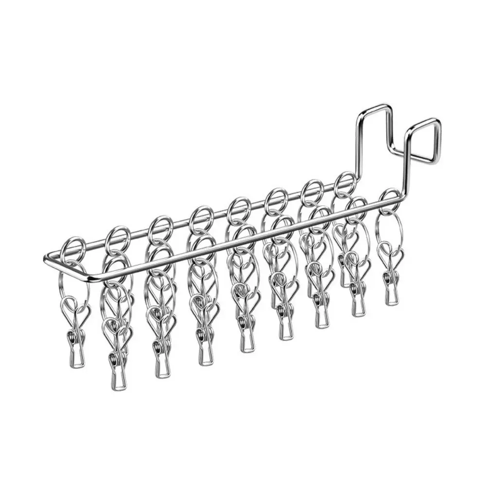 10/16 Clips Sock Drying Rack Wall-Mounted with Detachable Clips Underwear Drying Rack Stainless Steel Durable