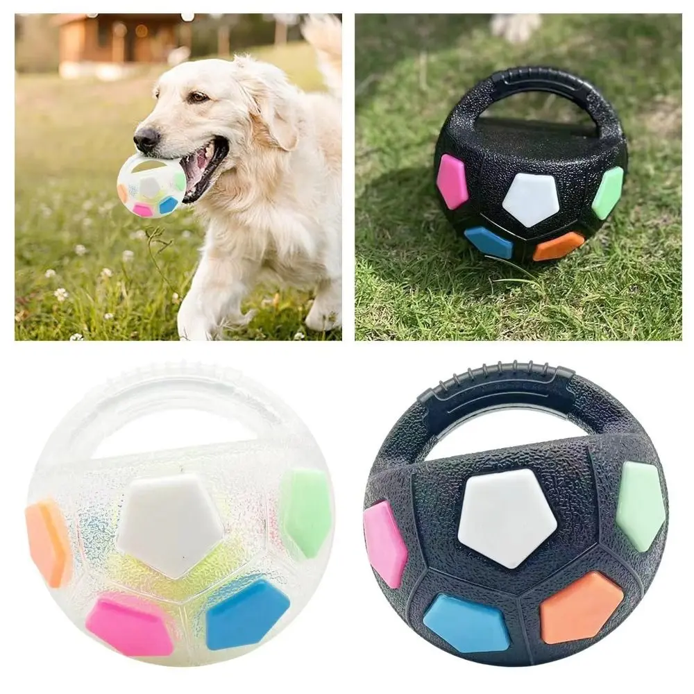 Animal Dog Toys Soccer Ball Durable Teeth Grinding & Training Interactive Squeaky Pet Football TPR with Handle