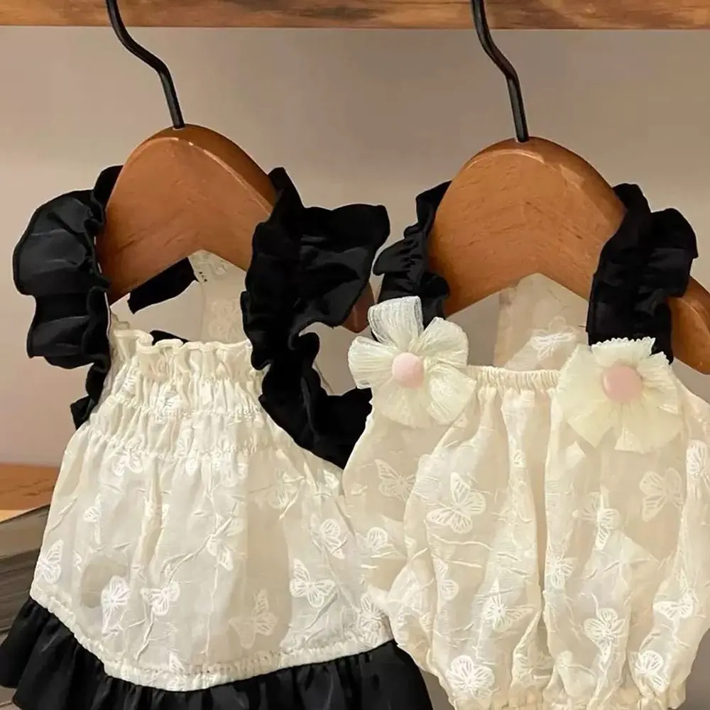 Cute Polyester Dog Sling Dress Pet Costume Breathable Pet Floral Bubble Skirt XS~XL Ins Pet Clothes Spring/Summer