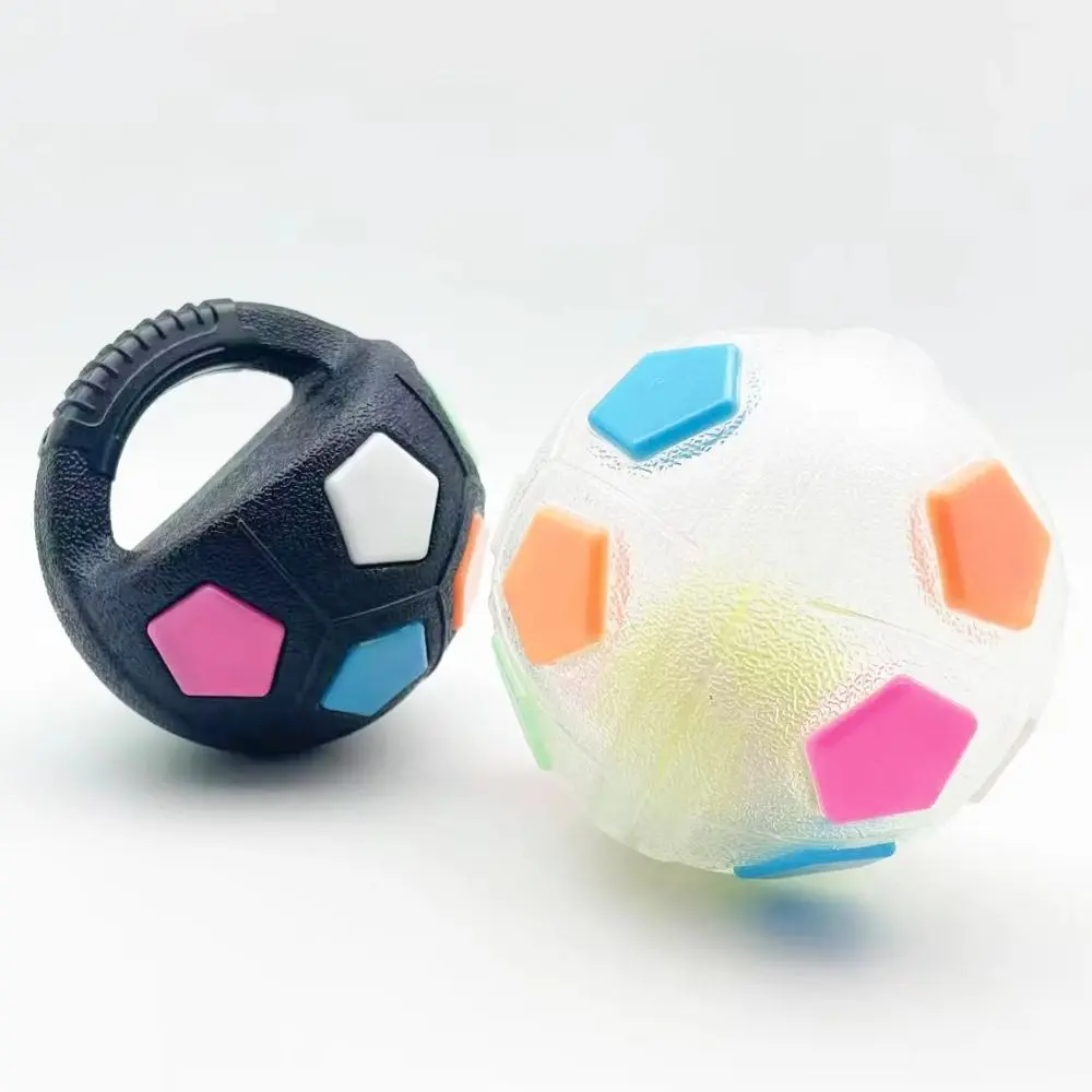Animal Dog Toys Soccer Ball Durable Teeth Grinding & Training Interactive Squeaky Pet Football TPR with Handle