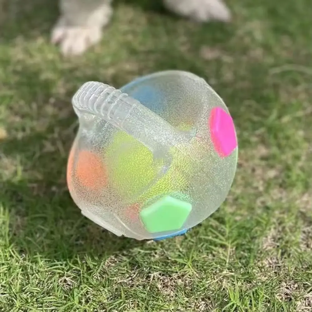 Animal Dog Toys Soccer Ball Durable Teeth Grinding & Training Interactive Squeaky Pet Football TPR with Handle