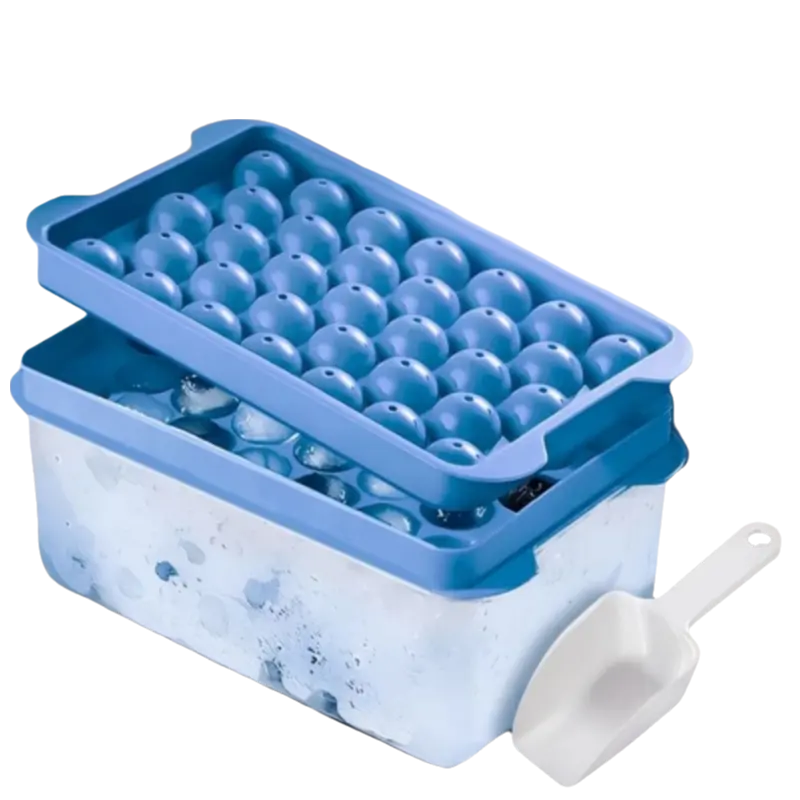 Creative Silicone Ice Grid Mold Round with Scoop Ice Cube Tray Storage Box Whiskey Sphere Mold Hockey Ball Maker