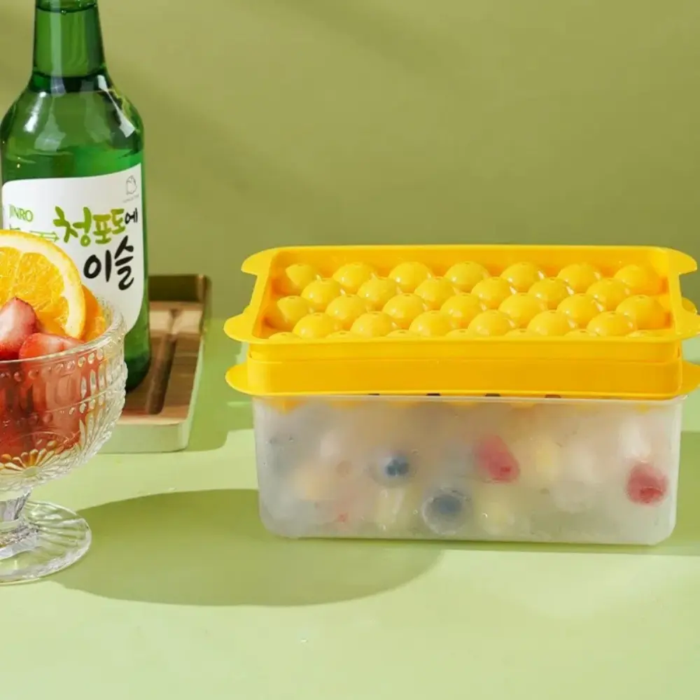 Creative Silicone Ice Grid Mold Round with Scoop Ice Cube Tray Storage Box Whiskey Sphere Mold Hockey Ball Maker