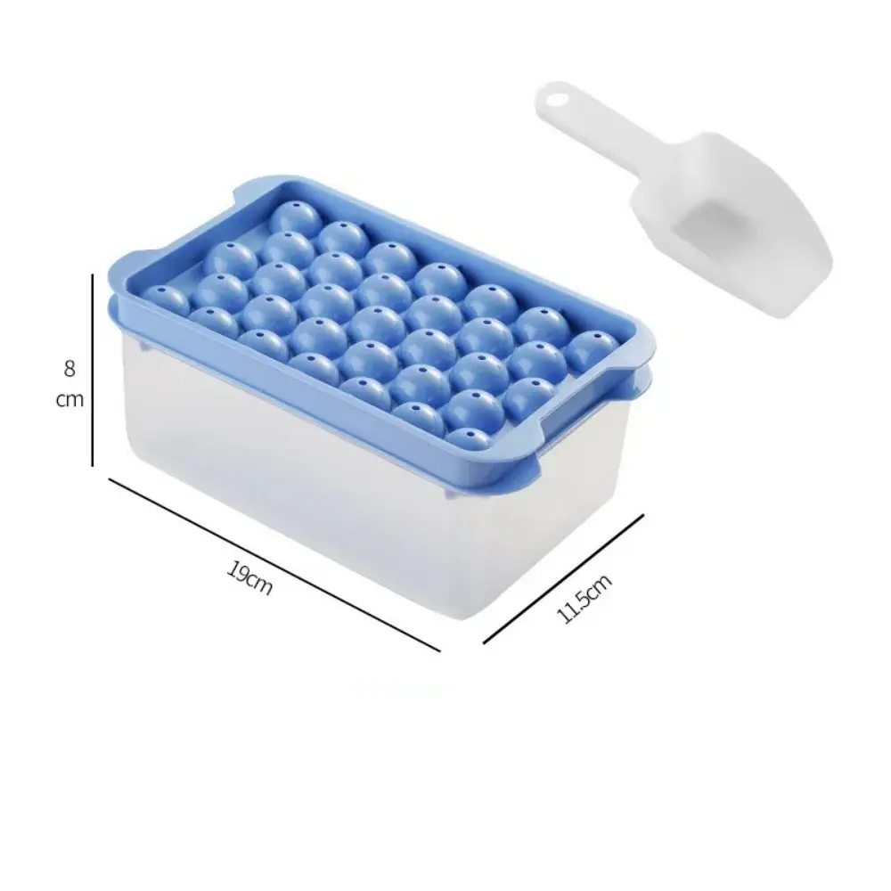 Creative Silicone Ice Grid Mold Round with Scoop Ice Cube Tray Storage Box Whiskey Sphere Mold Hockey Ball Maker