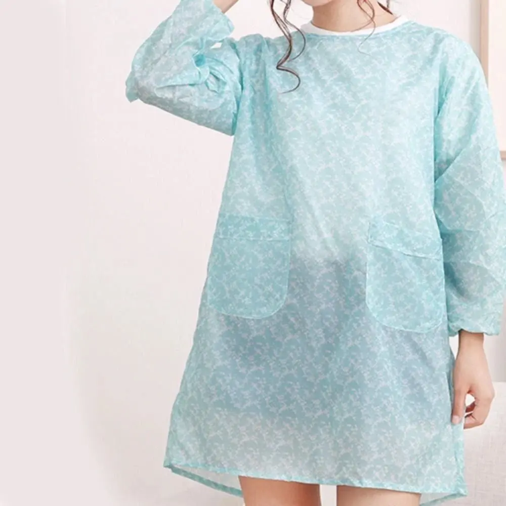 Durable Long-Sleeved Kitchen Apron Oil-proof Lightweight Adult Smock Waterproof Washable Catering Waiter Work Overalls