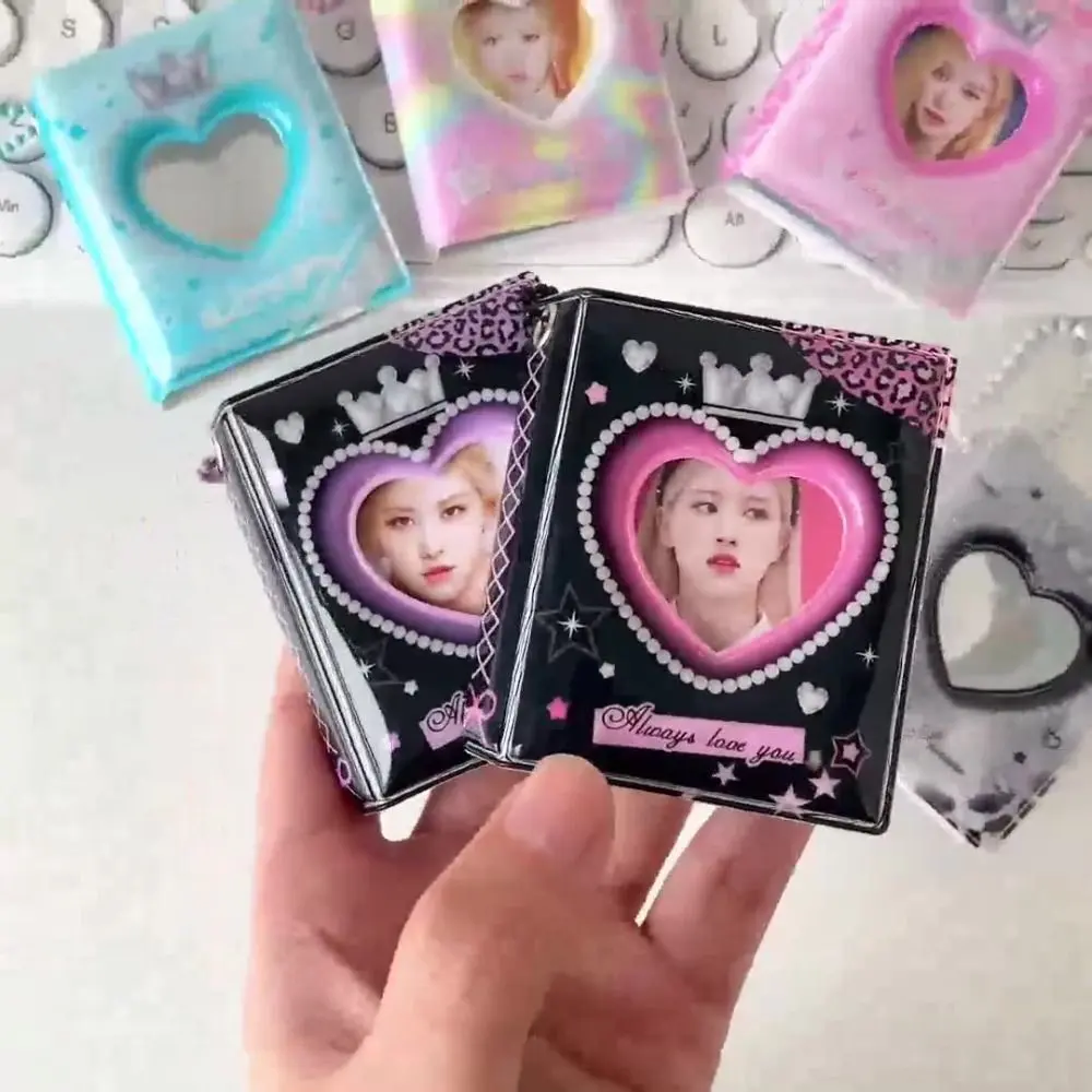 New 16 Pockets Photo Album Mini Heart Hollow Photo Holder Idol Photocards Holder