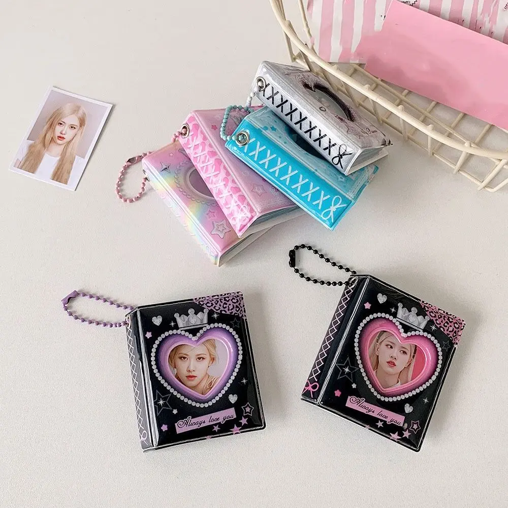 New 16 Pockets Photo Album Mini Heart Hollow Photo Holder Idol Photocards Holder