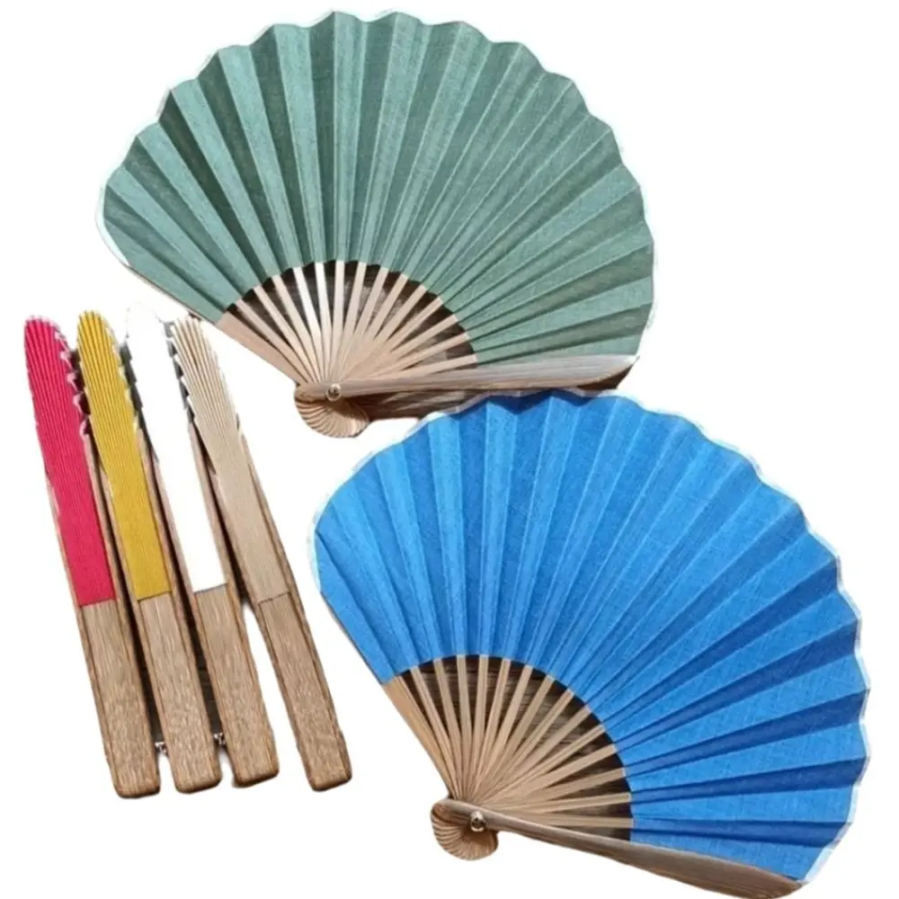 New Gentle Chinese Folding Hand Fan Solid Color Elegant Handheld Fan Retro Mini Shell Fan Daily Use