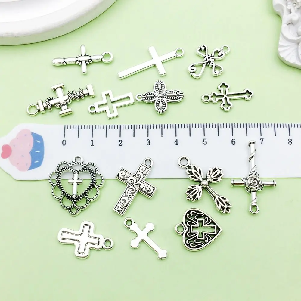 20Pcs Vintage DIY Bracelets Jewelry Making Materials Handcrafts Retro Cross Necklaces Alloy Handmade Pendants Earrings