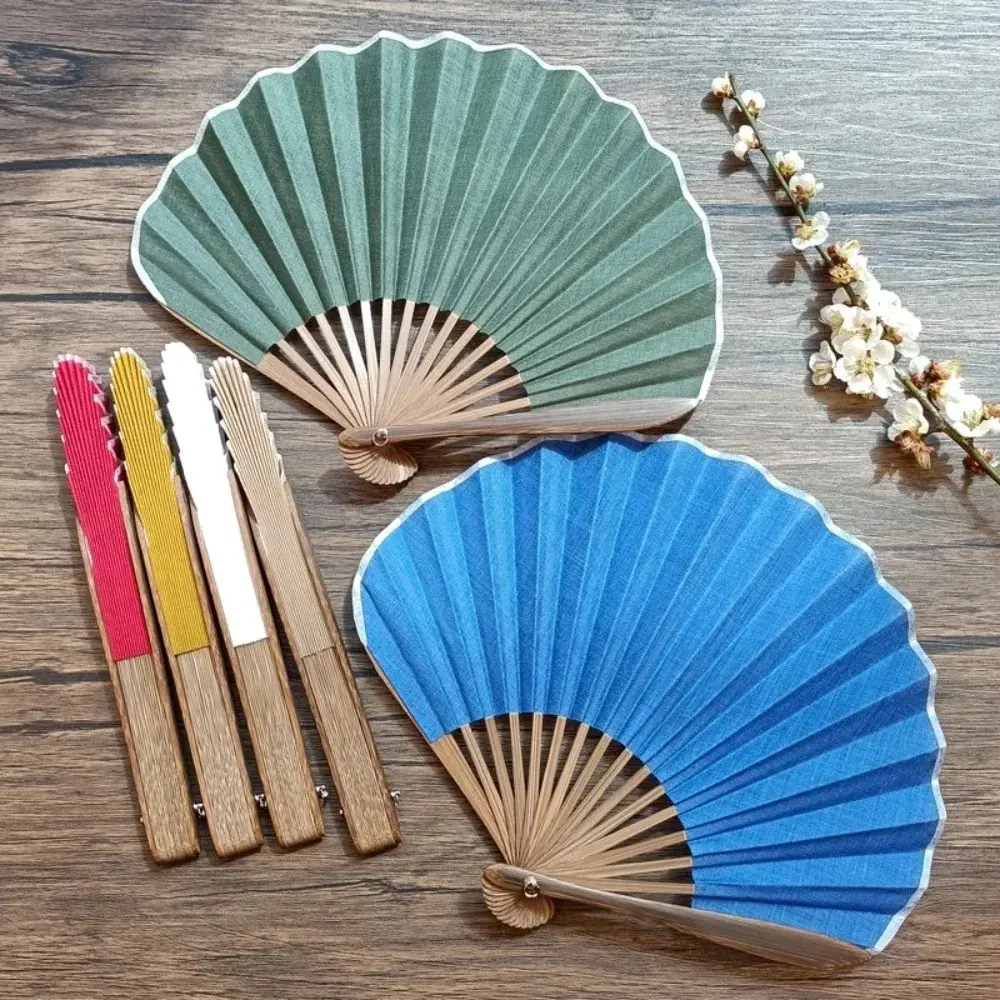 New Gentle Chinese Folding Hand Fan Solid Color Elegant Handheld Fan Retro Mini Shell Fan Daily Use