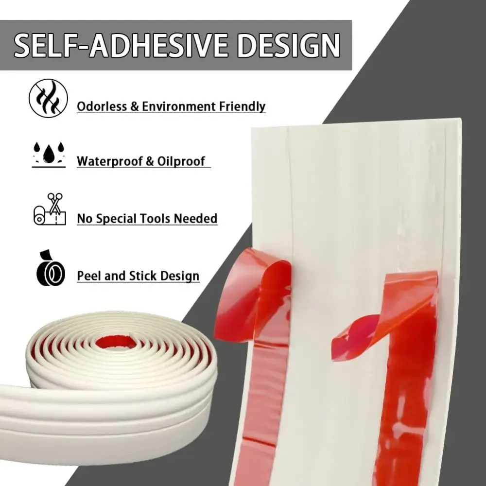 Self Adhesive Baseboard Trim Paintable Peel and Stick Molding Trim Strip Caulk-Compatible Hardened Skirting Line Household