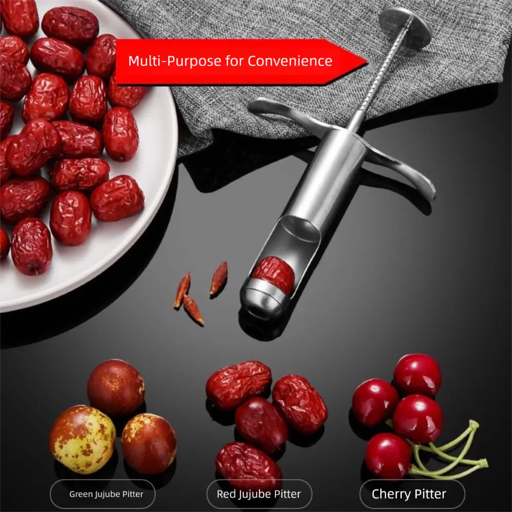 Steel Material Jujube Corer Handheld Design Deseed Function Seed Push Out Tool Multi-Function Red Dates Cherry Olive Corer