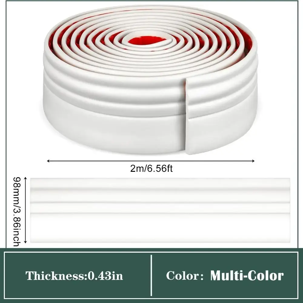 Self Adhesive Baseboard Trim Paintable Peel and Stick Molding Trim Strip Caulk-Compatible Hardened Skirting Line Household