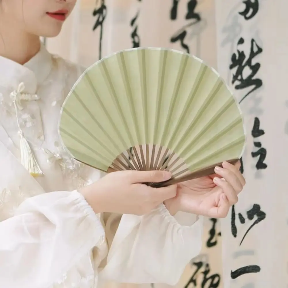 New Gentle Chinese Folding Hand Fan Solid Color Elegant Handheld Fan Retro Mini Shell Fan Daily Use