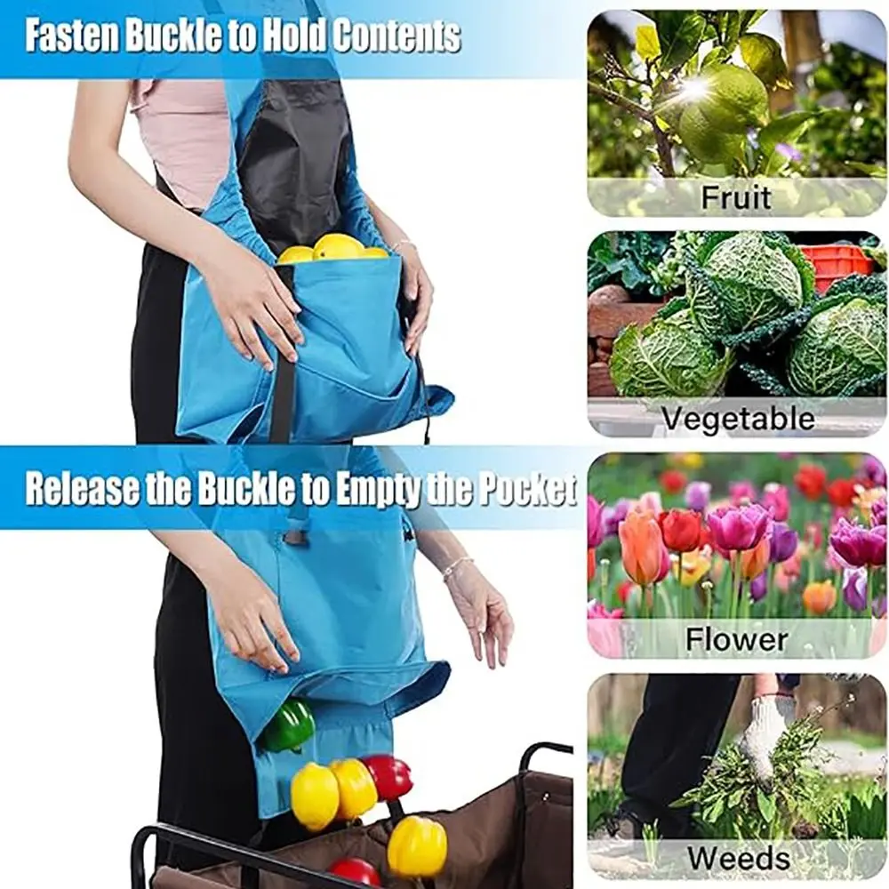 Tool Apron Large Pocket Outdoor Picking Apron Durable Waterproof Backpack Tool Apron Quick Release Picking Bag Gardening