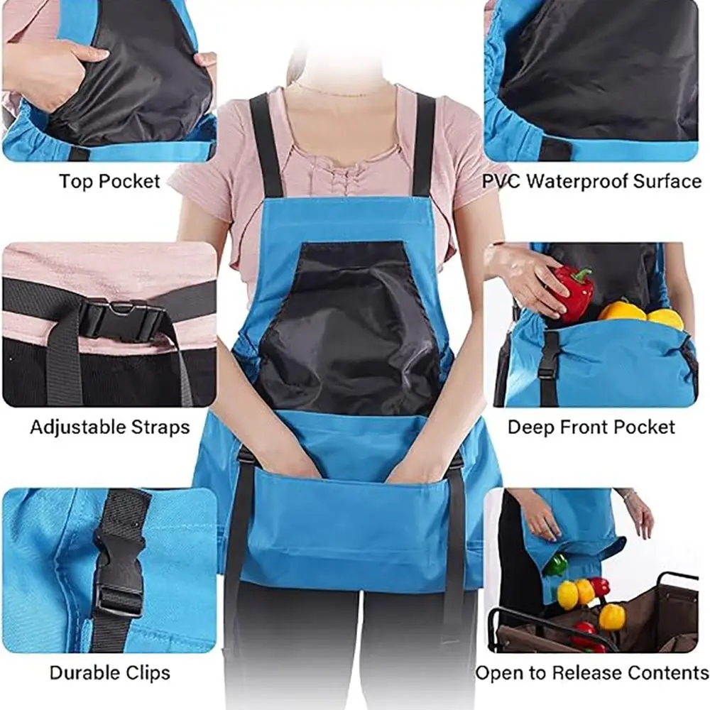 Tool Apron Large Pocket Outdoor Picking Apron Durable Waterproof Backpack Tool Apron Quick Release Picking Bag Gardening
