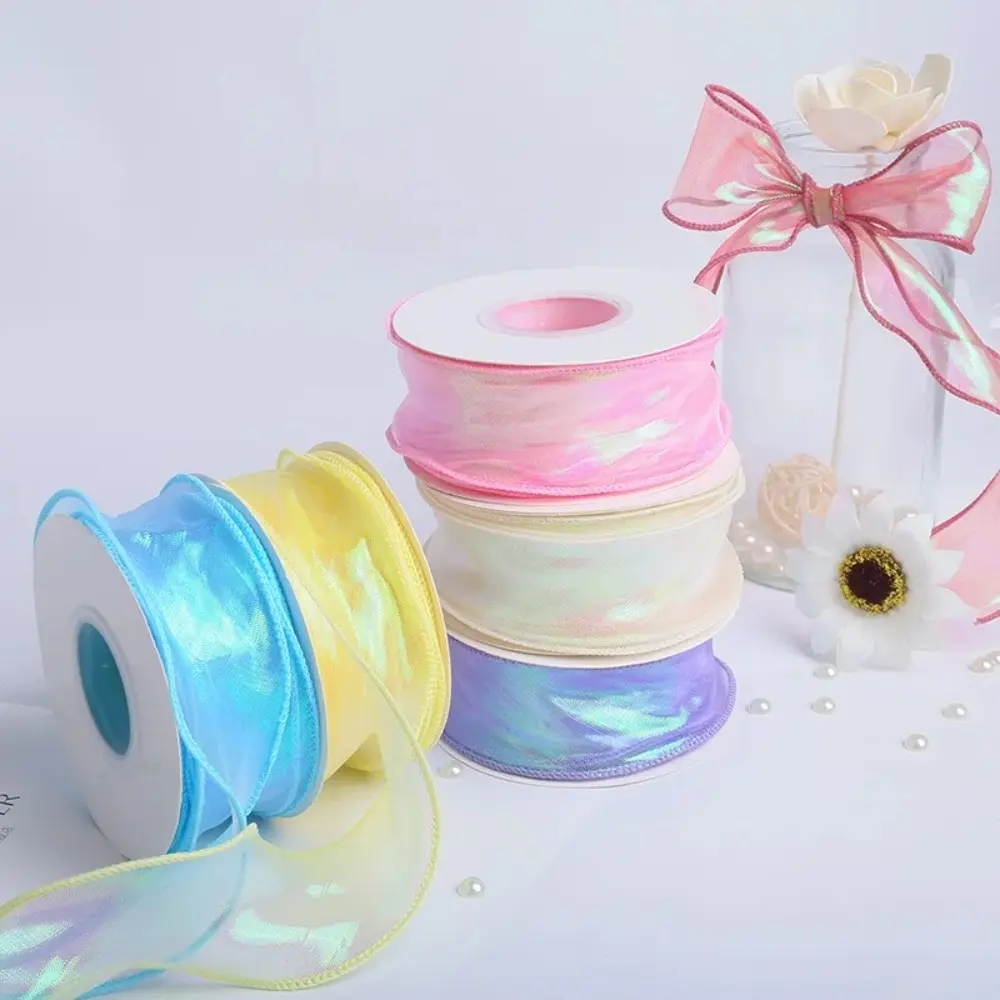 10 Yards Fishtail Yarn Bead Ribbon Gradient/Pleats/Magic/Gold Edge 40MM Reflective Iridescent Wavy Edge Ribbon