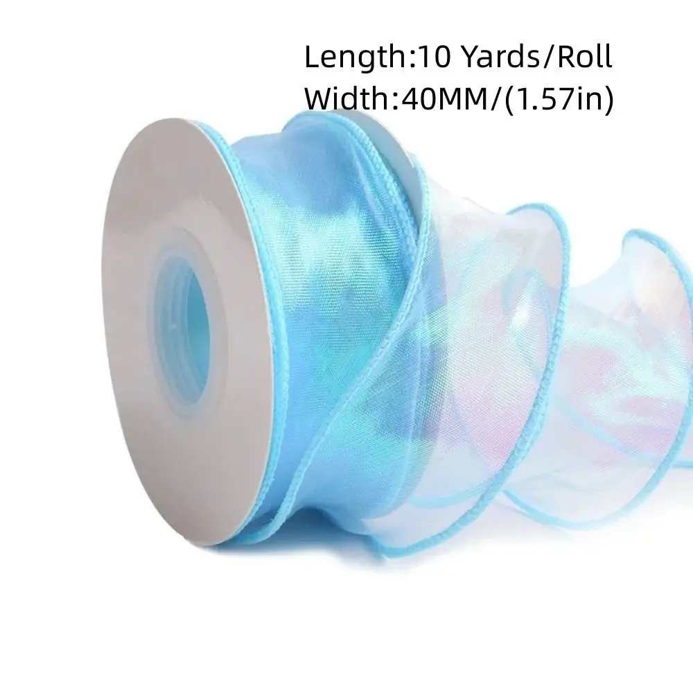 10 Yards Fishtail Yarn Bead Ribbon Gradient/Pleats/Magic/Gold Edge 40MM Reflective Iridescent Wavy Edge Ribbon