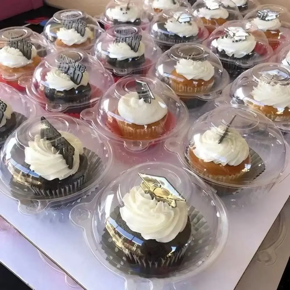 50/100 PCS 2025 Disposable Cake Packaging Box Plastic Multifunctional Muffin Container Multipurpose Dessert Box