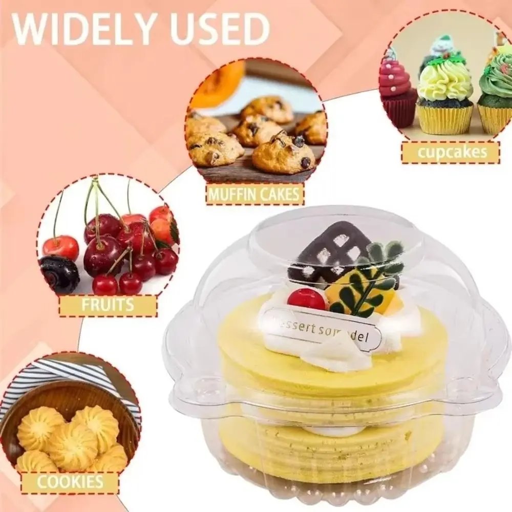 50/100 PCS 2025 Disposable Cake Packaging Box Plastic Multifunctional Muffin Container Multipurpose Dessert Box