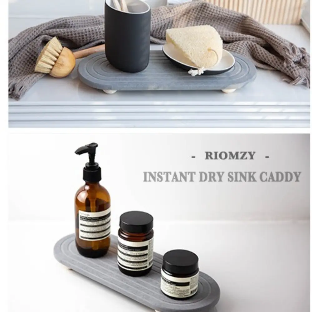 Efficient Water Absorption Diatomaceous Stone Sink Tray Quick Drying Moisture Wicking Moisture Wicking Tray Soap Storage Rack