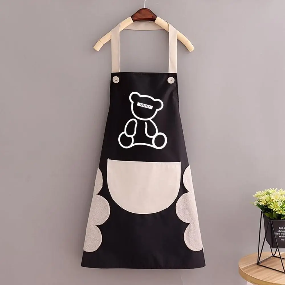 Cute Cartoon Bear Cook Apron Waterproof Can Wipe Hand Kitchen Apron Oil Proof Restaurant Uniform Household Use