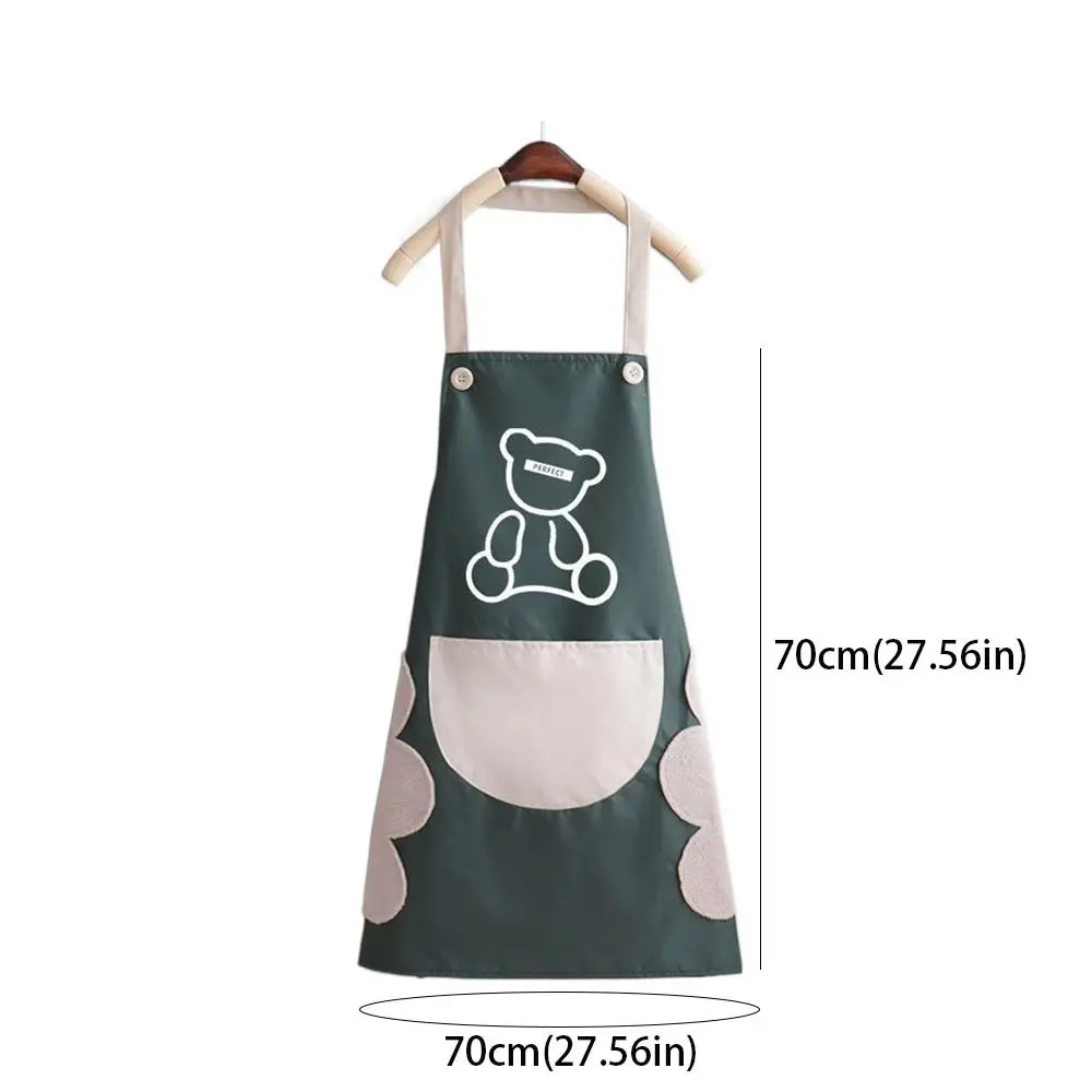 Cute Cartoon Bear Cook Apron Waterproof Can Wipe Hand Kitchen Apron Oil Proof Restaurant Uniform Household Use