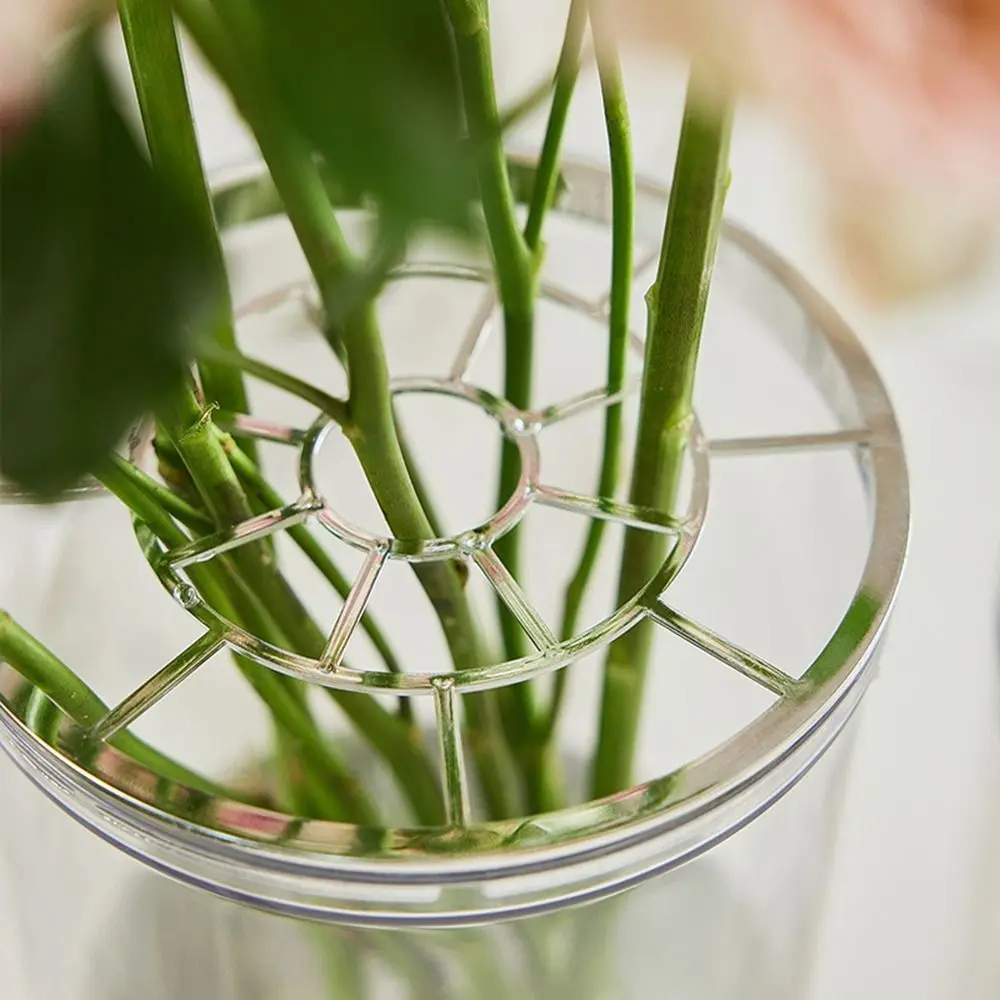 Hydroponic Plant Transparent Flower Vases Stable Thickened Smooth Surface Plant Pot with Flower Grid Plastics