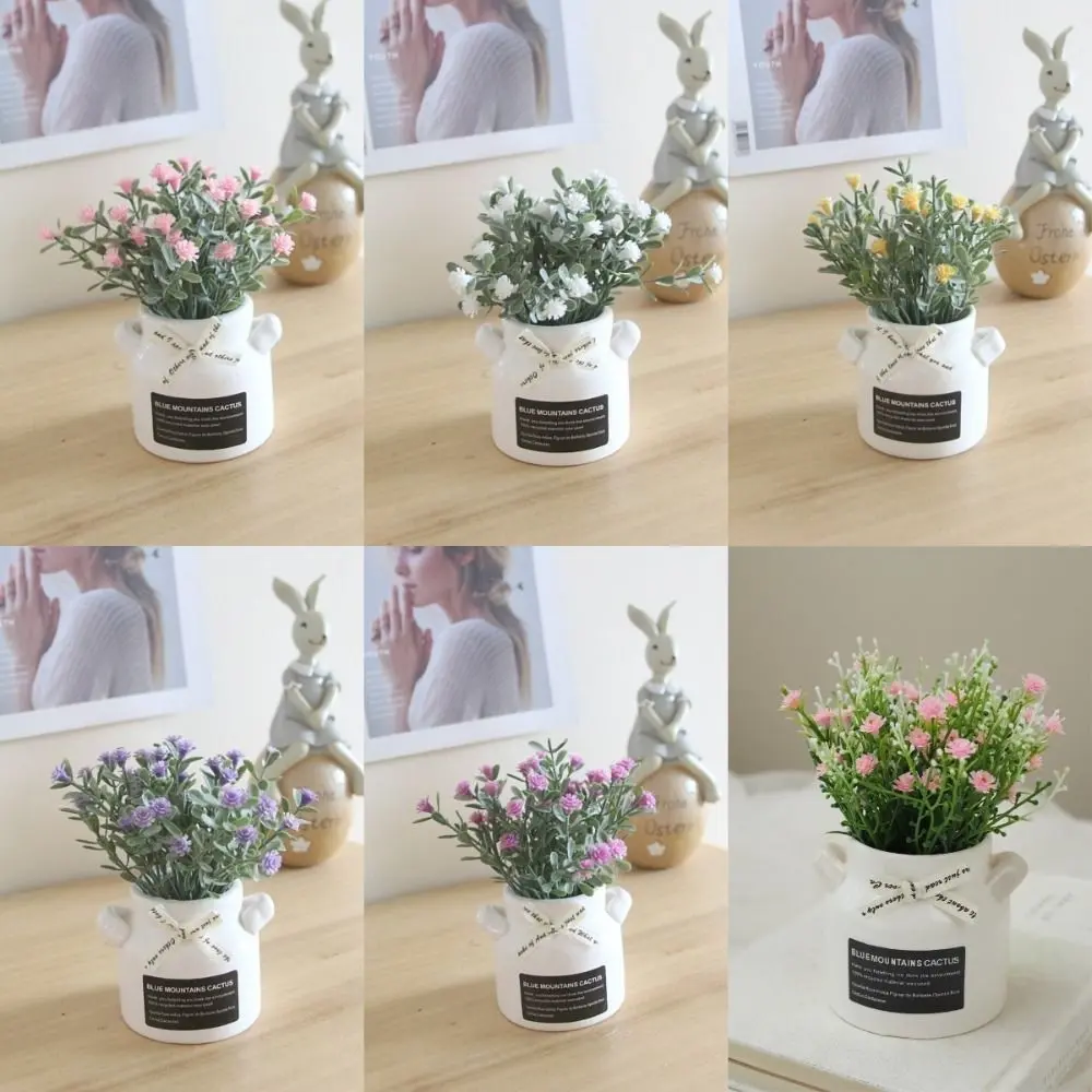 New Mini Ceramic Pot Flowers Bonsai Gypsophila Flowers DIY Gifts Artificial Potted Plant Artificial Babys Breath Home Decor