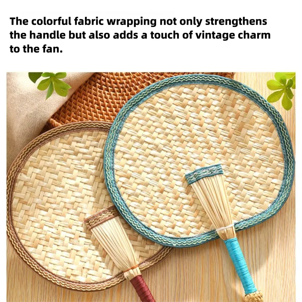 Eco-Friendly Hand-Woven Straw Fan Rustic Durable Decorative Fan Natural Material Wheat Straw Natural Hand Fan Summer