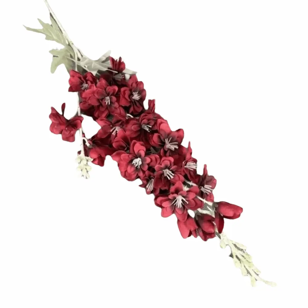 Large Size Artificial Delphinium Flowers Silk DIY Artificial Flocked Delphinium 2 Forks Fake Flowers Arrangement Wedding Decor