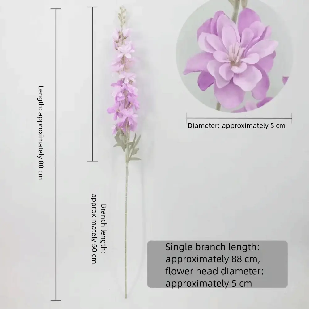 Large Size Artificial Delphinium Flowers Silk DIY Artificial Flocked Delphinium 2 Forks Fake Flowers Arrangement Wedding Decor