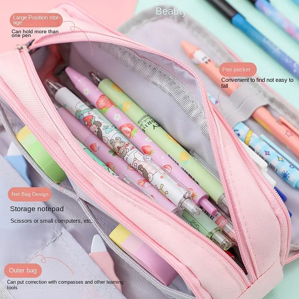 3/4 Compartment Pencil Case Large Capacity Pen Divider School Student Pencil Cases Multilayers Transparent Partition