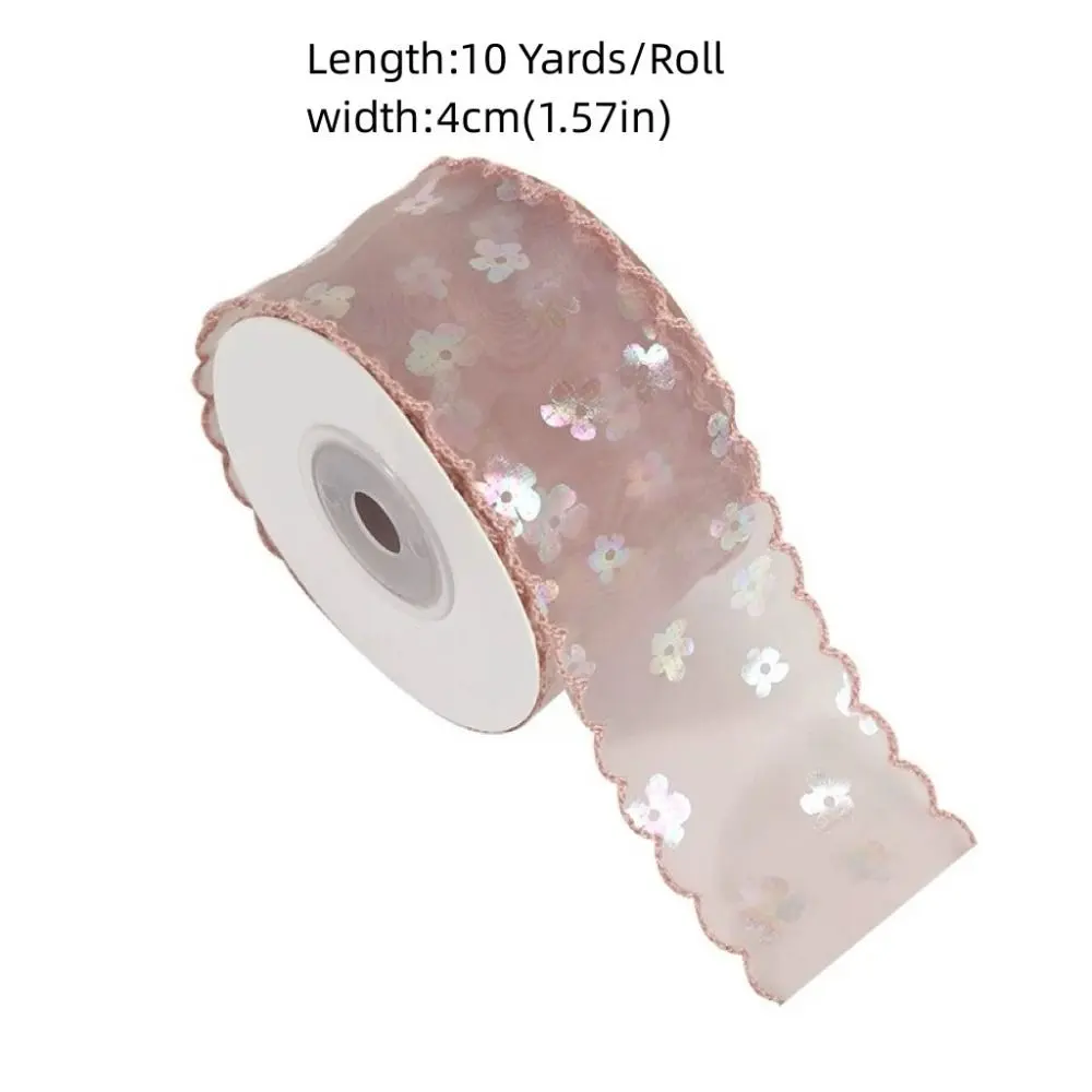 Creative 10 Yards Silk Ribbon Gift Wrapping Bouquets 4cm Chiffon Ribbon Wave Edge Pleated DIY Decor