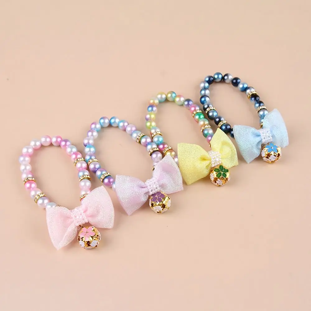Cute Princess Style Pet Pearls Bowknot Necklace Colorful Dress Up Cat Puppy Collar Pet Jewelry Cat Neck Chain Cat
