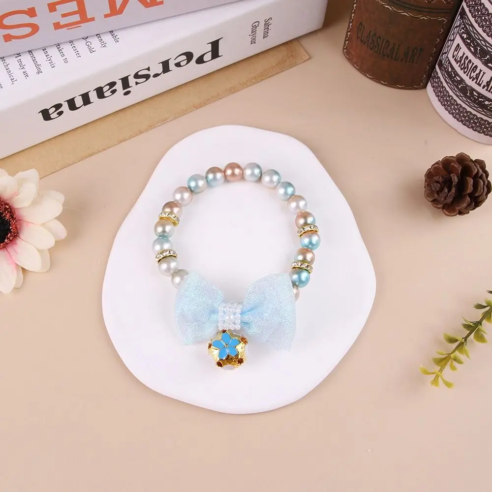 Cute Princess Style Pet Pearls Bowknot Necklace Colorful Dress Up Cat Puppy Collar Pet Jewelry Cat Neck Chain Cat