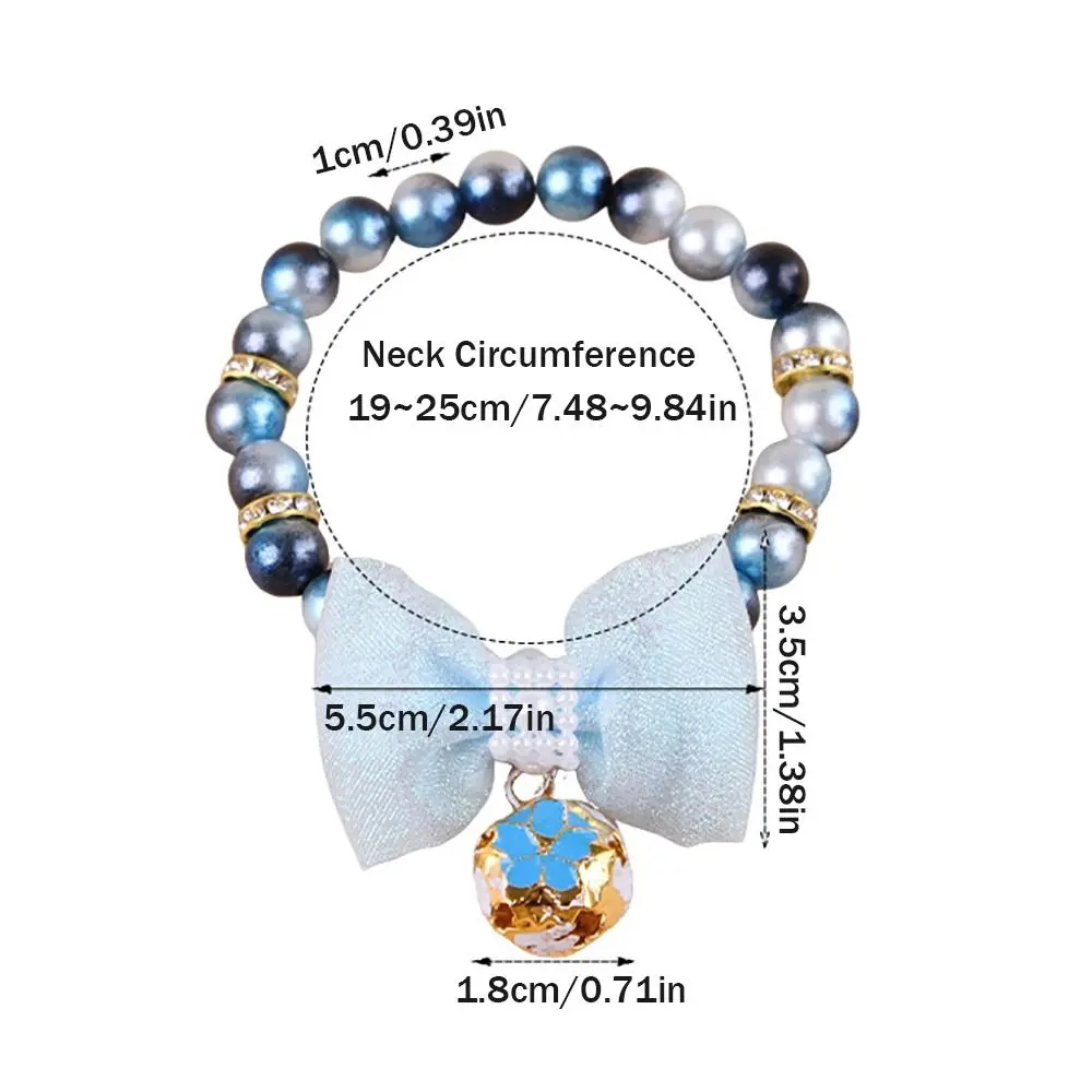 Cute Princess Style Pet Pearls Bowknot Necklace Colorful Dress Up Cat Puppy Collar Pet Jewelry Cat Neck Chain Cat