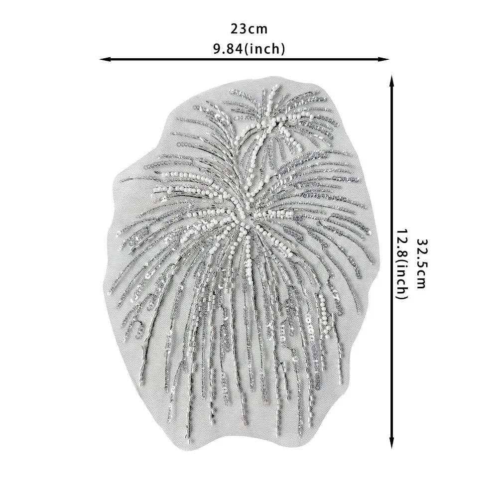 DIY Fireworks Shape Patch Fireworks Shape Handmade Sewing Decals Sewing on Patches Sequin Beads Fabrics Applique