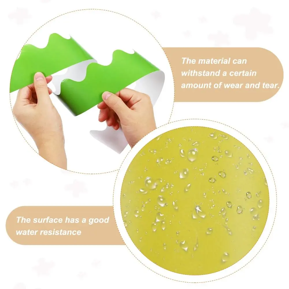 Fashion Colored Poster Border Stickers DIY Waterproof Wavy Edge Paper Wall Decoration for Classroom Bulletin Board Home Party