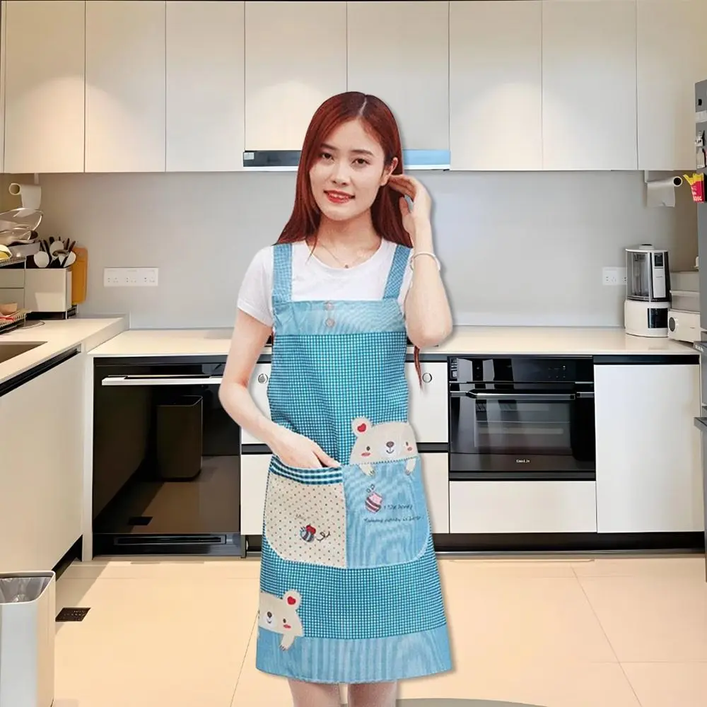 Durable Waterproof Kitchen Apron Pocket Oil-proof Kitchen Smock Sleeveless Cleaning Aprons Household Supplies