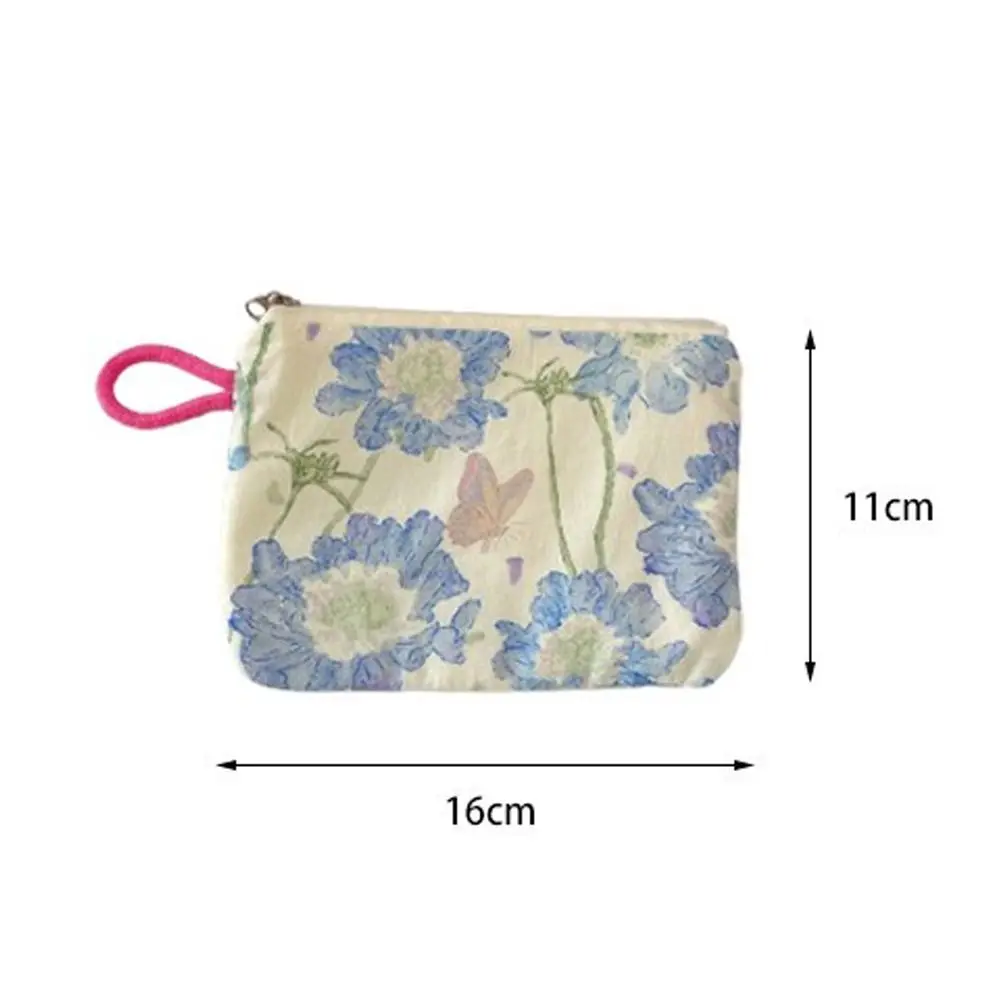Portable Mini Lipstick Key Cosmetic Bag Zipper Flower Pattern Coin Purse Card Holder for Women Girls