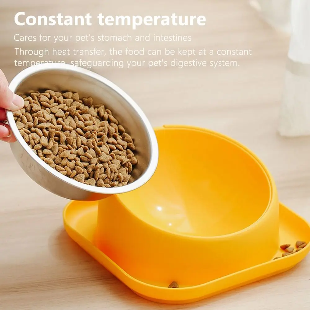 Stable Stainless Steel Cat Bowl Elevated Large Capacity Dog Water Bowl 15 ° Tilt Prevent Overflow Cat Food Bowl Pet Supplies