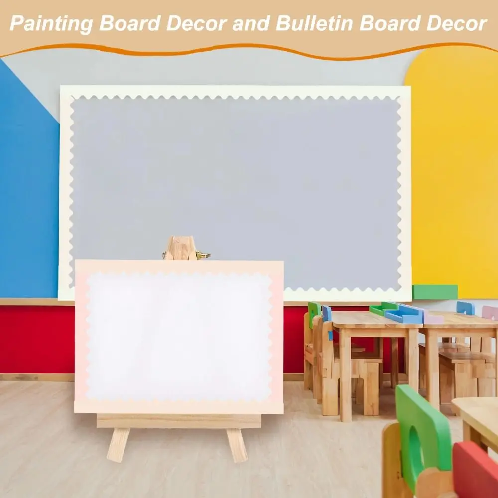 Fashion Colored Poster Border Stickers DIY Waterproof Wavy Edge Paper Wall Decoration for Classroom Bulletin Board Home Party