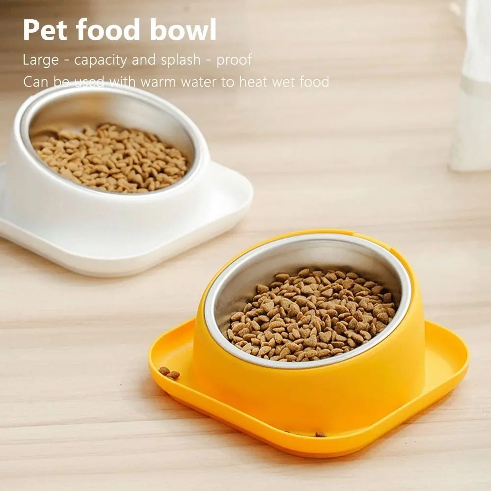 Stable Stainless Steel Cat Bowl Elevated Large Capacity Dog Water Bowl 15 ° Tilt Prevent Overflow Cat Food Bowl Pet Supplies