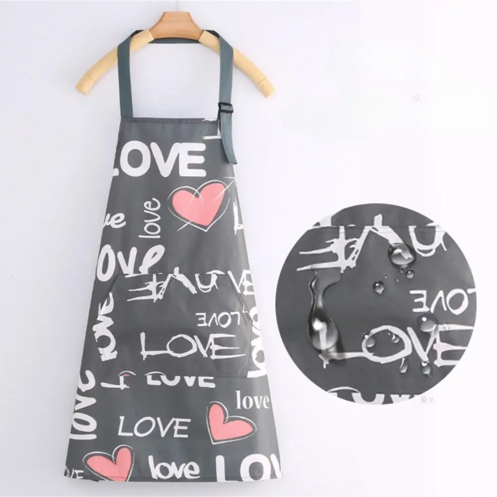 Fashion Flower Prints Kitchen Apron Waterproof Oil-proof Cooking Apron Anti-fouling Sleeveless Kitchen Smock