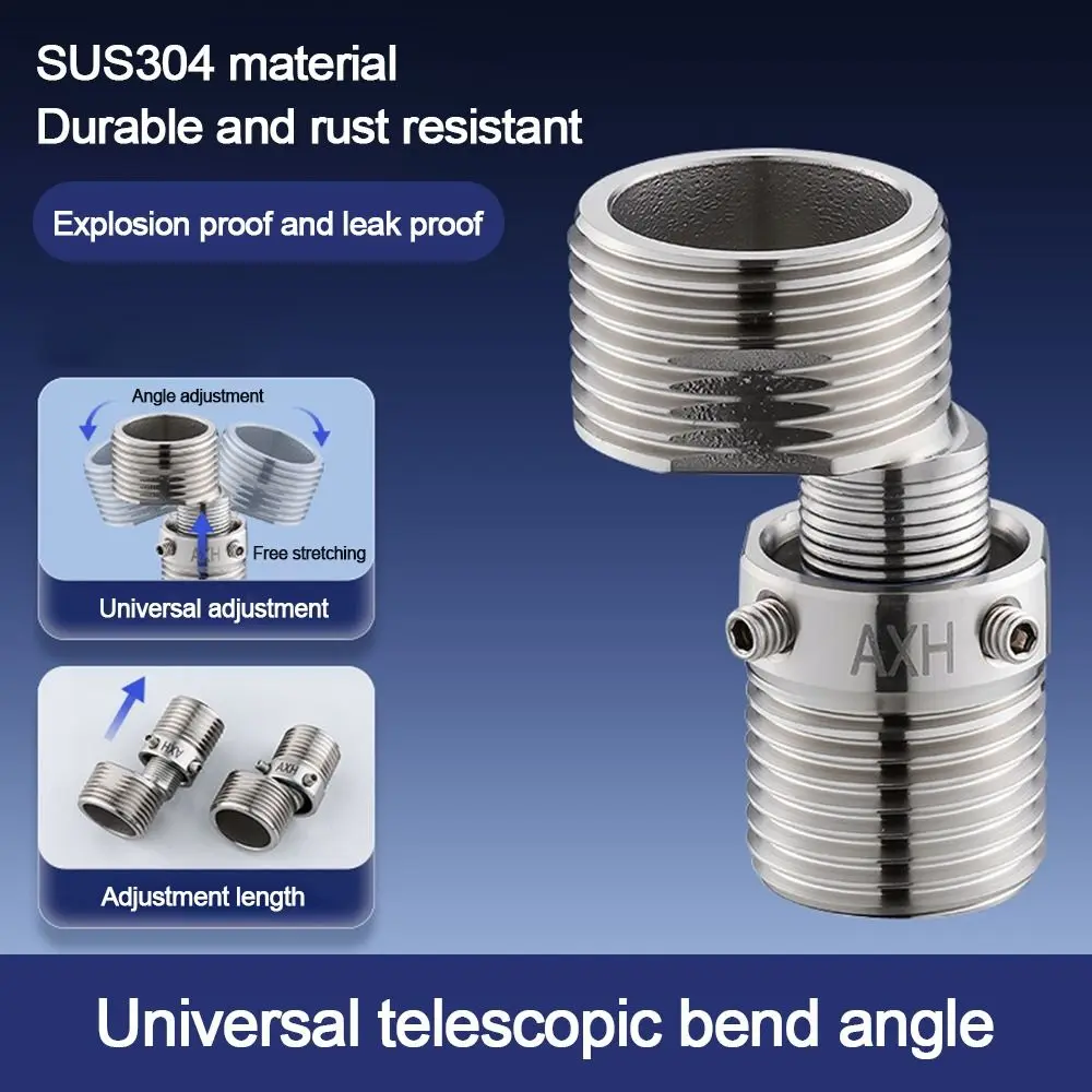 Stainless Steel Angled Curved Foot Lengthened Thickened Shower Faucet Adapter Wall Mounted Angle Adjustment